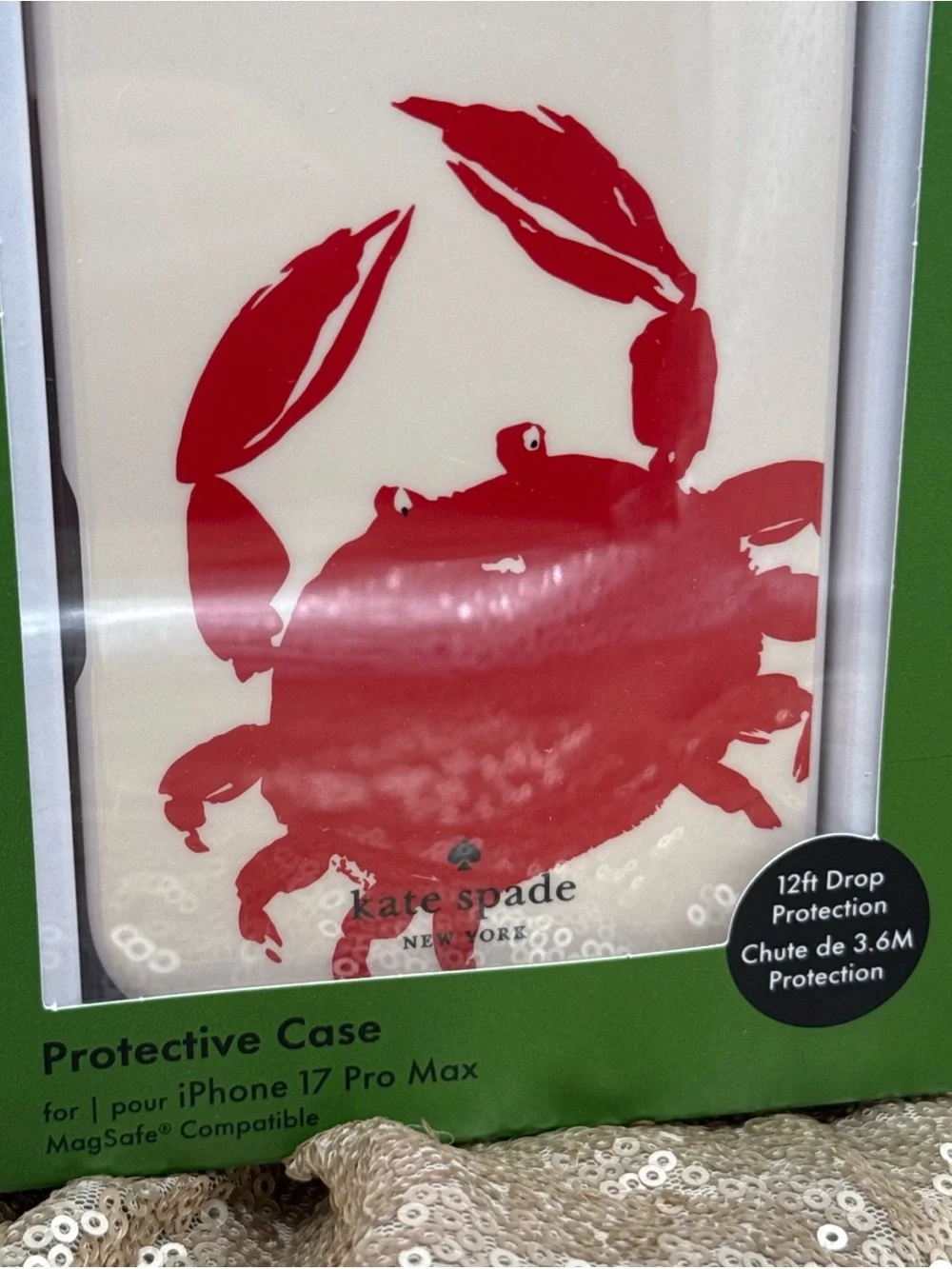 kate spade Cream iPhone 17 Pro Max Case with Red Crab Motif